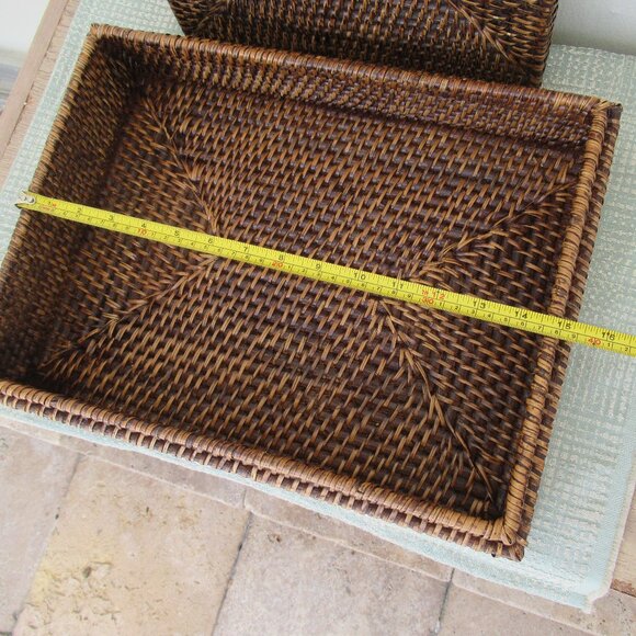 VTG Rattan Decorative LG Box w/ Lid and drawing ,Rectangular Woven for Display - Picture 12 of 16